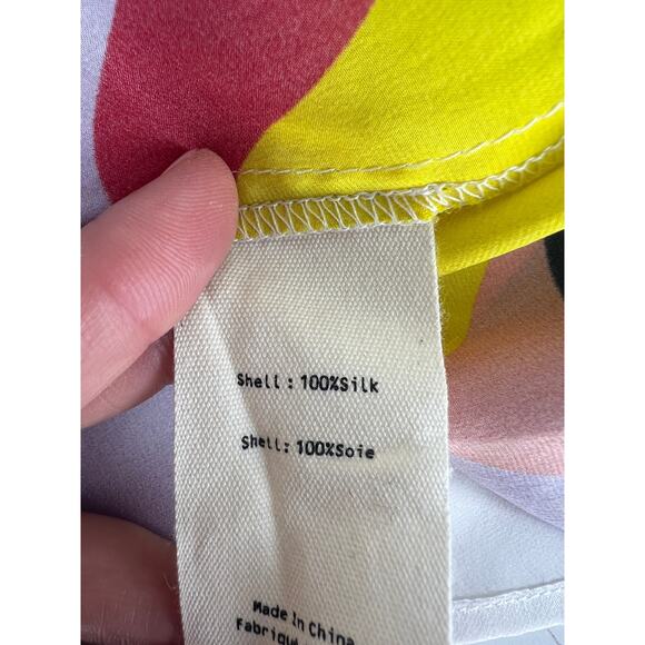 L’AGENCE Tyler Silk Charmeuse Blouse Multi Kaleidoscope Size Small - Picture 13 of 13